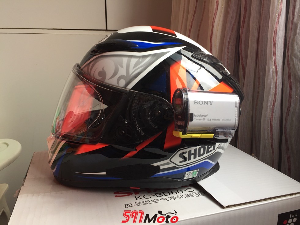 shoei xr1100 头盔 第一代布拉德利 bradley 带sony运动摄像机 带电镀